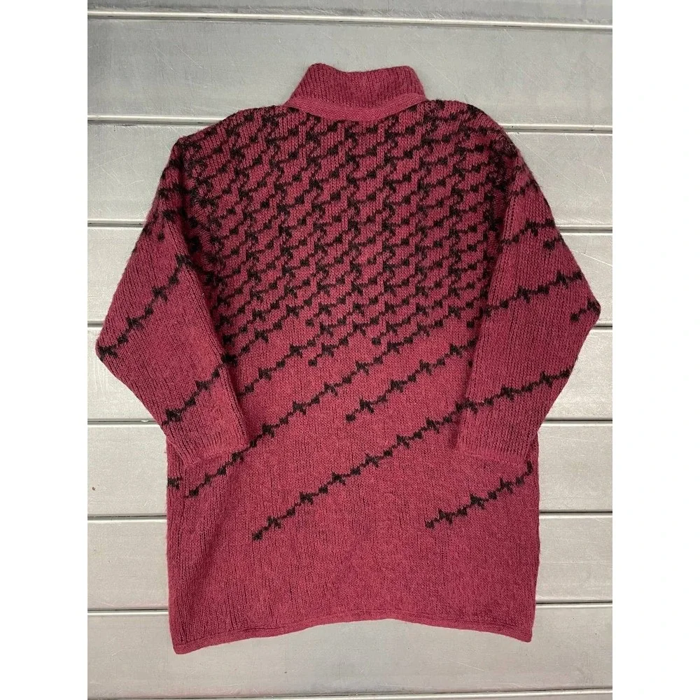 Vintage Alafoss‎ Cardigan Sweater Womens Small Red Pure Wool Icelandic Nordic